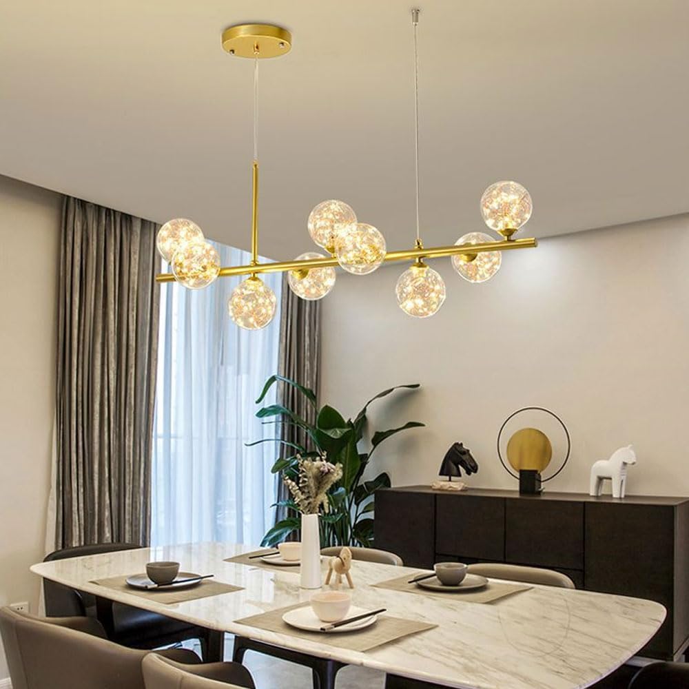 Modern Pendant Ceiling Lights with Warm Light Ceiling s Metal Glass Chandelier Room LED Ceiling Chandelier with Globe Shade Hanging Lighting for Kitchen Over Table Chandelier