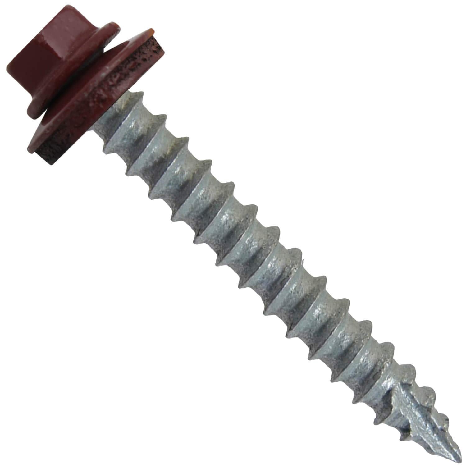 #14 Metal Roofing Screws: (500) Screws x 2' Colonial RED Hex Head Sheet Metal Roof Screw. Self Starting/Tapping Metal to Wood Sheet Metal siding Screws - EPDM Washer. for Corrugated Roofing