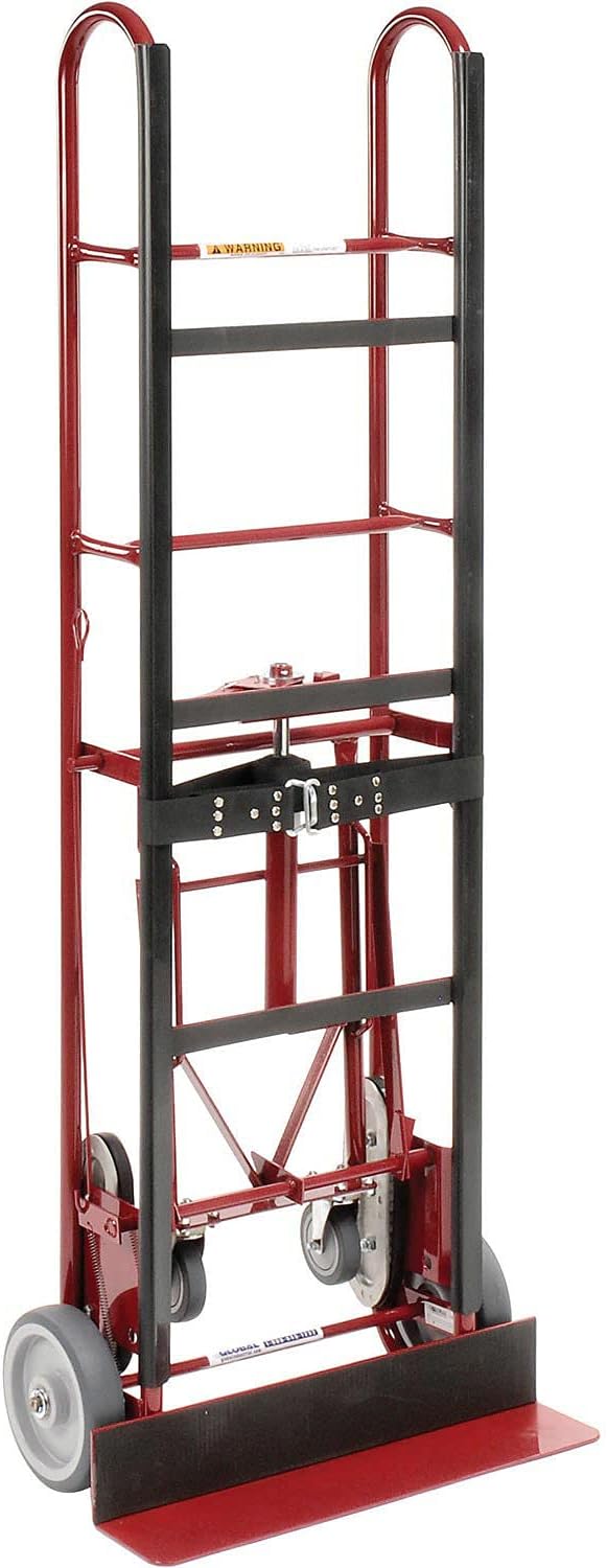 Global Industrial 4-Wheel Professional Appliance Hand Truck with Stair Climbing Wheels, 1200 Lb Capacity, Industrial Hand Truck with Ratcheting Nylon Strap