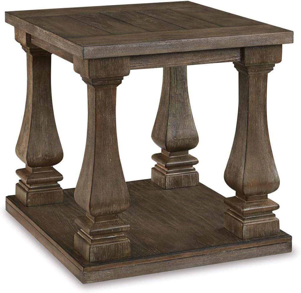 Signature Design by Ashley Johnelle Modern Country Rectangular End Table, Weathered Brown