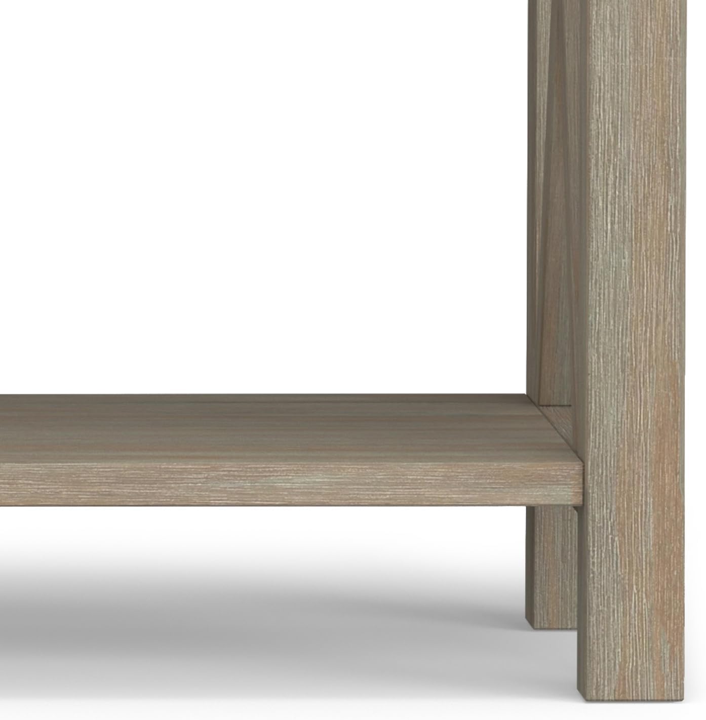SIMPLIHOME Kitchener Console Table - 47 Inch Wide Solid Wood Sofa Table in Distressed Grey, Contemporary Storage Table for Entryway or Living Room with 2 Drawers, Bottom Shelf, and X-Design Sides