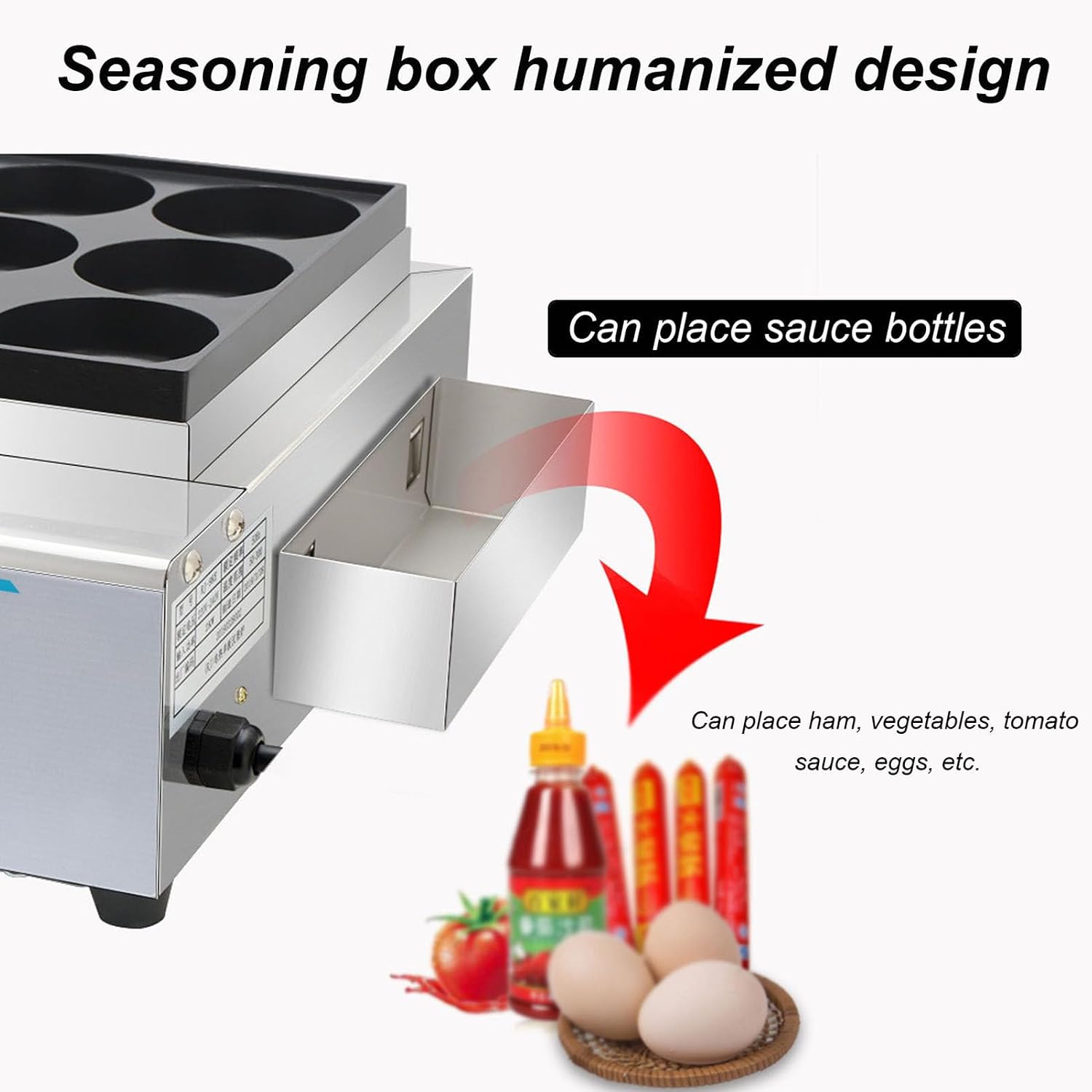 18-Hole Egg Mini Pancake Frying Pan, Egg Burger Machine, Commercial Electric Heating Red Bean Pancake Machine