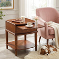 Set of 2Wood Side End Table with Tray Extension and Storage Drawers,Sofa Side Table with Round Legs,No-Tools Assembly,Telephone Table for Living Room,17.7'L x 19.7'W x 22.8'H Beeswax CJZ-A1569-MG