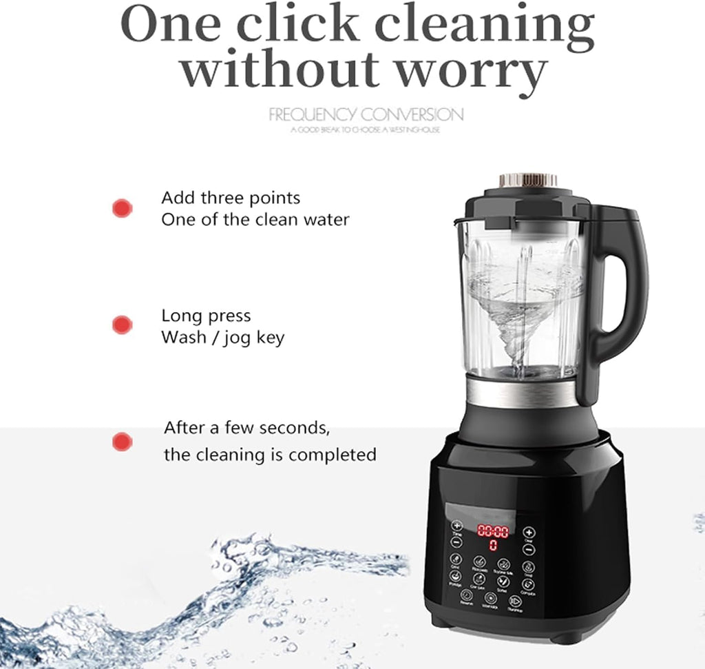 Food Processor Blender Combo, 60oz 1200W All-in-One Kitchen Machine | 9 Programs, 12H Preset, Self-Cleaning, Grinding, Chopping, Mixing, Shakes, Hot Soups