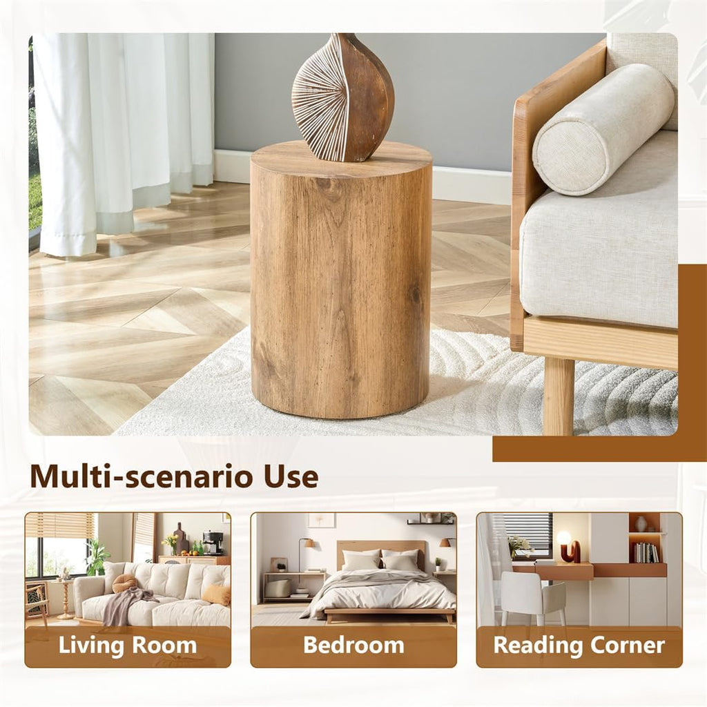 Round Side Table, End Table Living Room Table, Sofa Couch Bedside Table, Nightstand for Small Spaces, No Assembly Required - Ready to Use