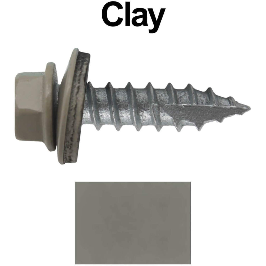 #14 Metal Roofing Screws: (1000) Screws x 1' Clay Hex Head Sheet Metal Roof Screw. Self Starting/Tapping Metal to woodsheet Metal Screws with EPDM Washer. for Corrugated Roofing