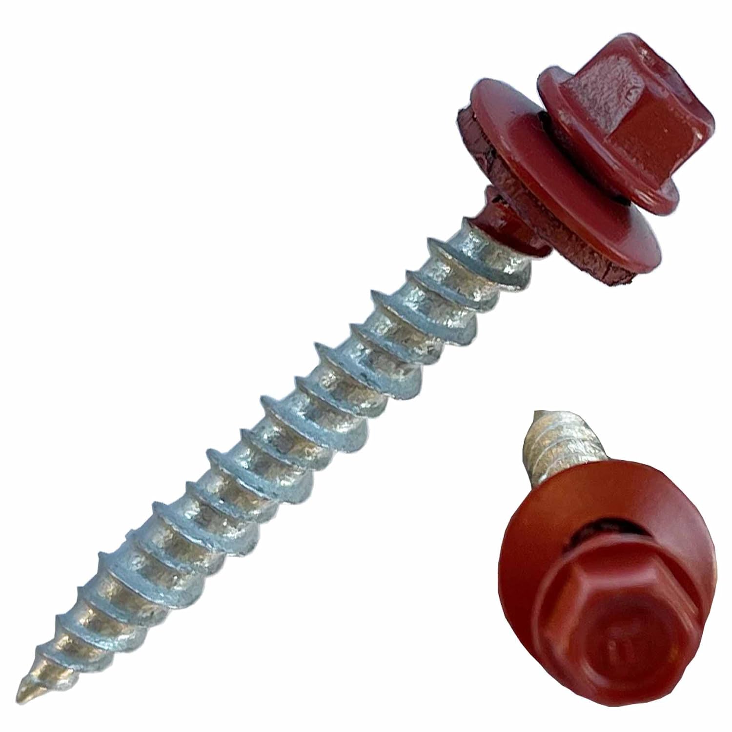 Metal Roofing Screws-#10 x 1.5'- Self Tapping Hex Head with EPDM Rubber Washer for Metal to Wood, Corrugated Roofing, Siding, Sheds, Pancake Screw - ¼' Drive for Easy Installation - RED Color