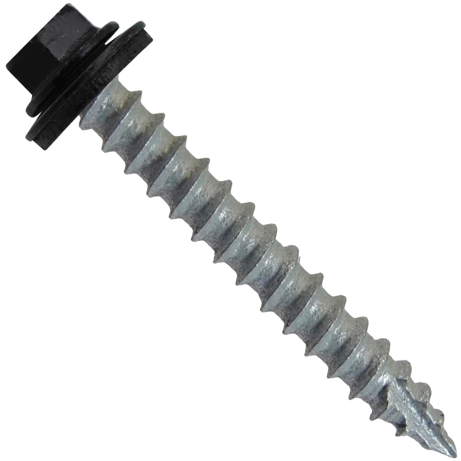#14 Metal Roofing Screws: (500) Screws x 2' Black Hex Head Sheet Metal Roof Screw. Self Starting/Tapping Metal to woodsheet Metal siding Screws with EPDM Washer. for Corrugated Roofing