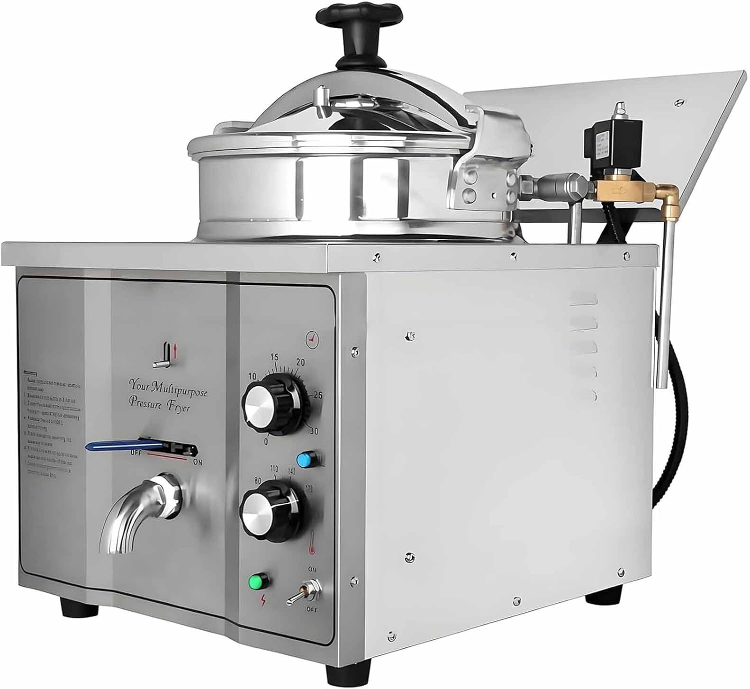 Electric Countertop Pressure Fryer - Stainless Steel High Pressure Fried Chicken Machine for Commercial Use - Deep Fryer Kitchen Frying Appliance