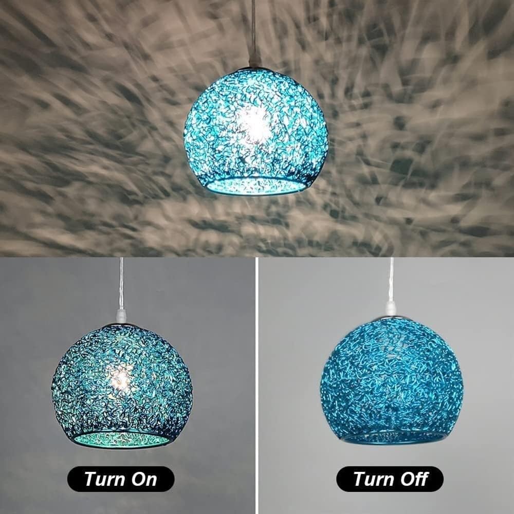 Chandelier Light for Living Room LED Chandelier Aluminum Wire Globe Lampshade Fixture Nordic Decor Hanging Light for Kitchen Island Dining Room Living Room Hallway (Blue)