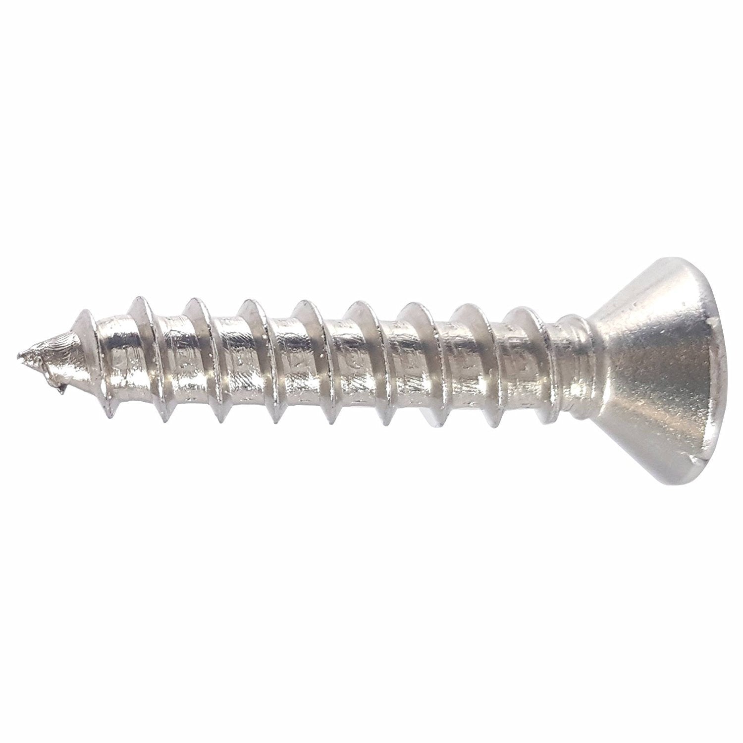 #10 x 2 Oval Head Sheet Metal Screws, Square Drive, Stainless Steel 18-8, Full Thread, Bright Finish, Self-Tapping, Type A, Quantity 2500 By Fastenere
