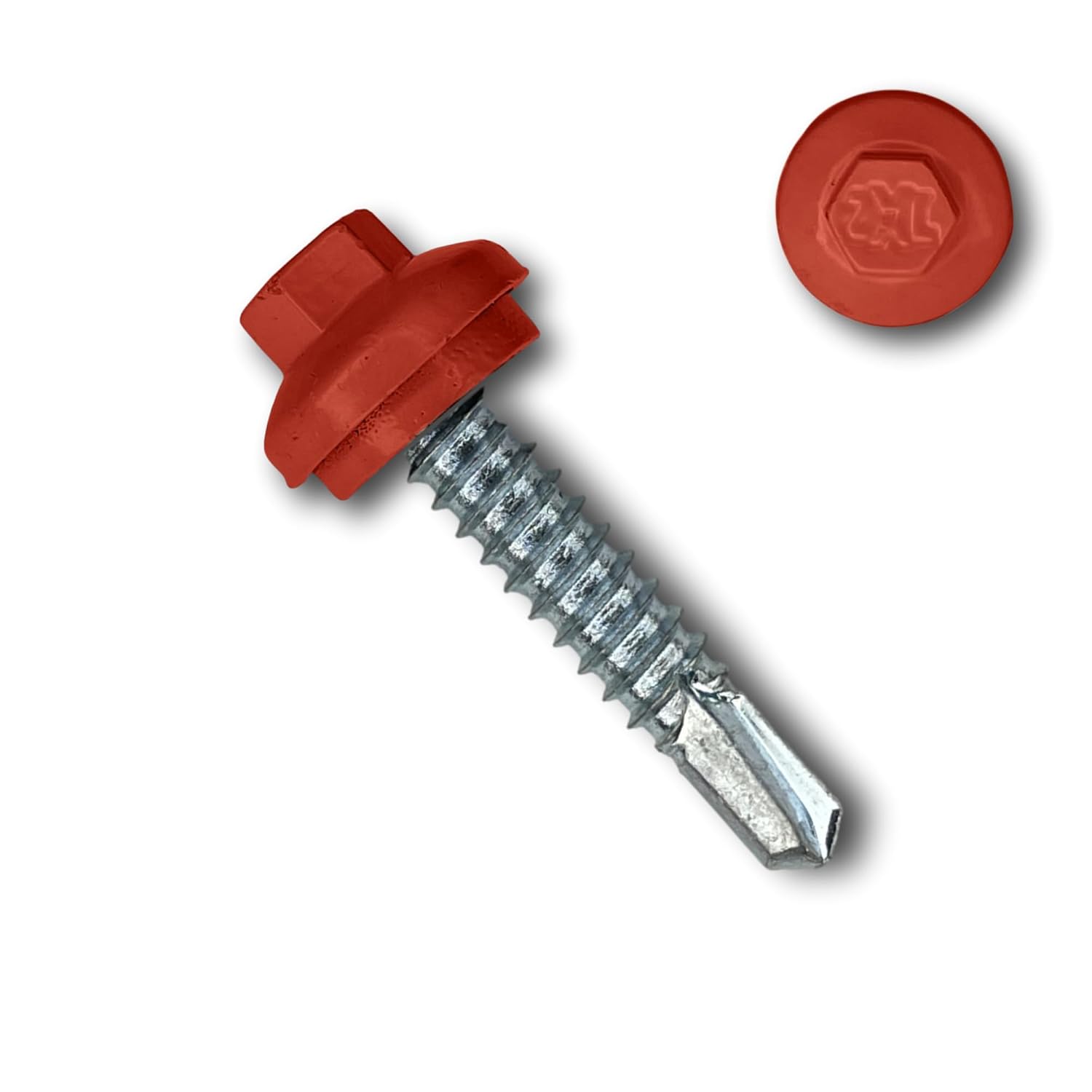 EAGLE 1 Long-Life Metal Roofing Screws: #14 x 1.25 Dome Cap Metal Building Screws (250-Count), Self-Drilling Tip, EPDM Washer, Multiple Colors/Includes 5/16' Magnetic Hex Bit Driver (BRT. Red, 250)