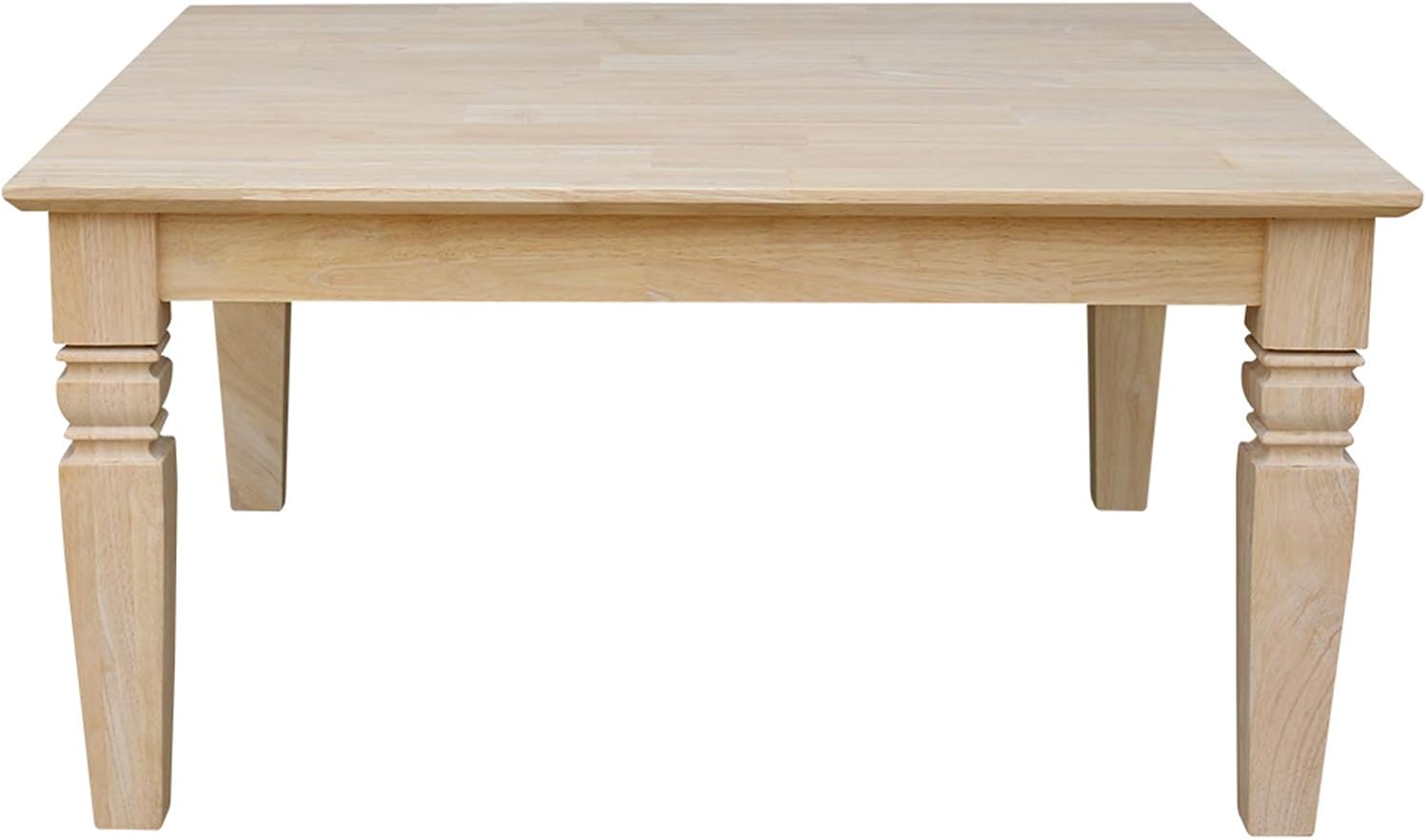 International Concepts, 18'H Java Square Coffee Table, Farmhouse, Living Room Furniture, Sturdy Solid Parawood, Paint or Stain in Any Color, Easy Assembly, Unfinished