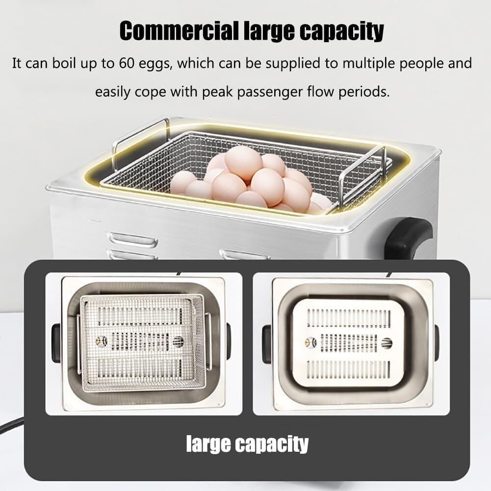 Commercial Egg Boiler Machine, 45 Egg Capacity Restaurant Automatic Egg Boiler Steamer, 110V-220v/50hz, with Mesh Basket, Timing Function, 30-110℃ Temperature Control, Egg Cooker