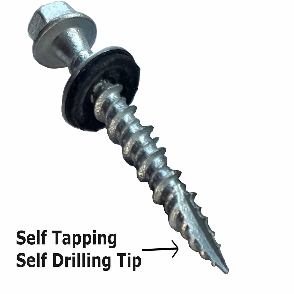 Metal Roofing Screws - #10 x 1.5' – Self Tapping Hex Head with EPDM Rubber Washer – for Metal to Wood, Corrugated Roofing, Siding, Sheds, Pancake Screw - ¼' Hex Drive Easy Installation - Grey (2500)