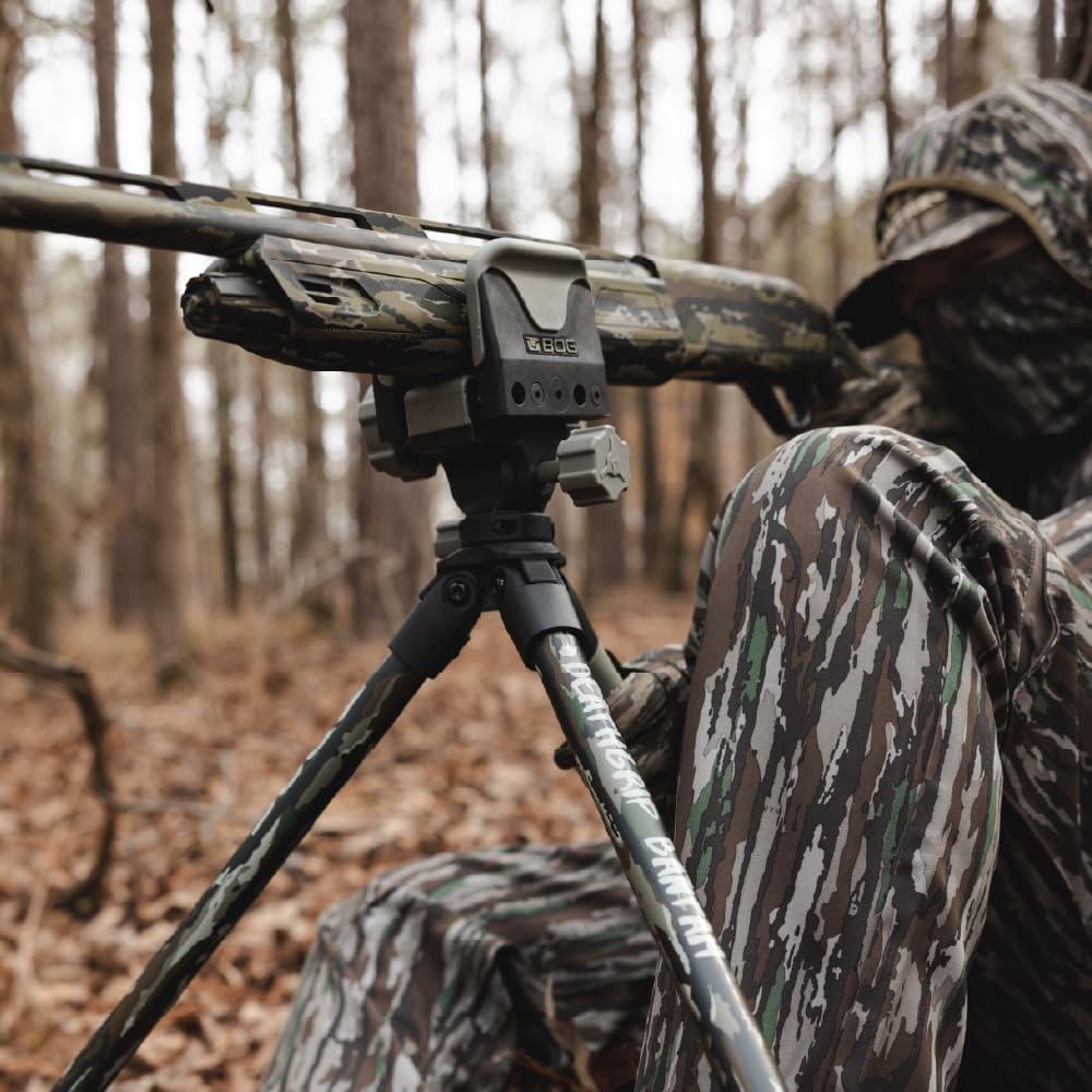 BOG DeathGrip Aluminum Tripod with Durable Frame, Lightweight, Stable Design, Bubble Level, Adjustable Legs, Shooting Rest, and Hands-Free Operation for Hunting, Shooting, and Outdoors
