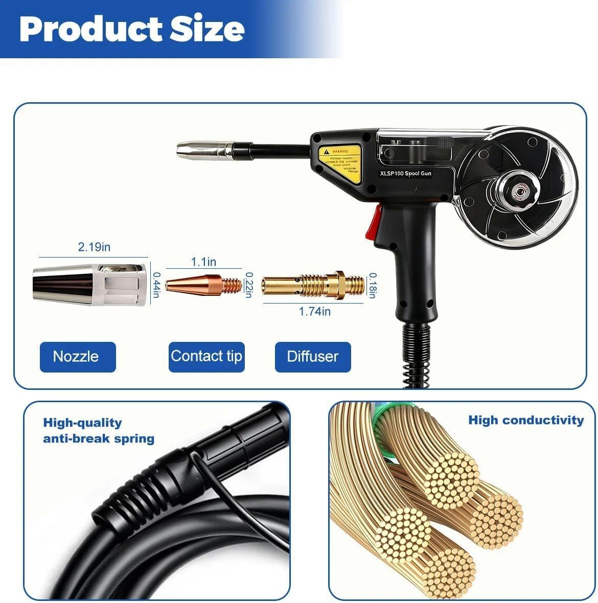 10ft 150A Spool Gun 4Pin Replace Magnum PRO 100SG K3269-1 K2532-1, Compatible with Lincoln POWER MIG 216/210MP,POWER MIG 140C/180C /180Dual,SP-140T/180T Welder