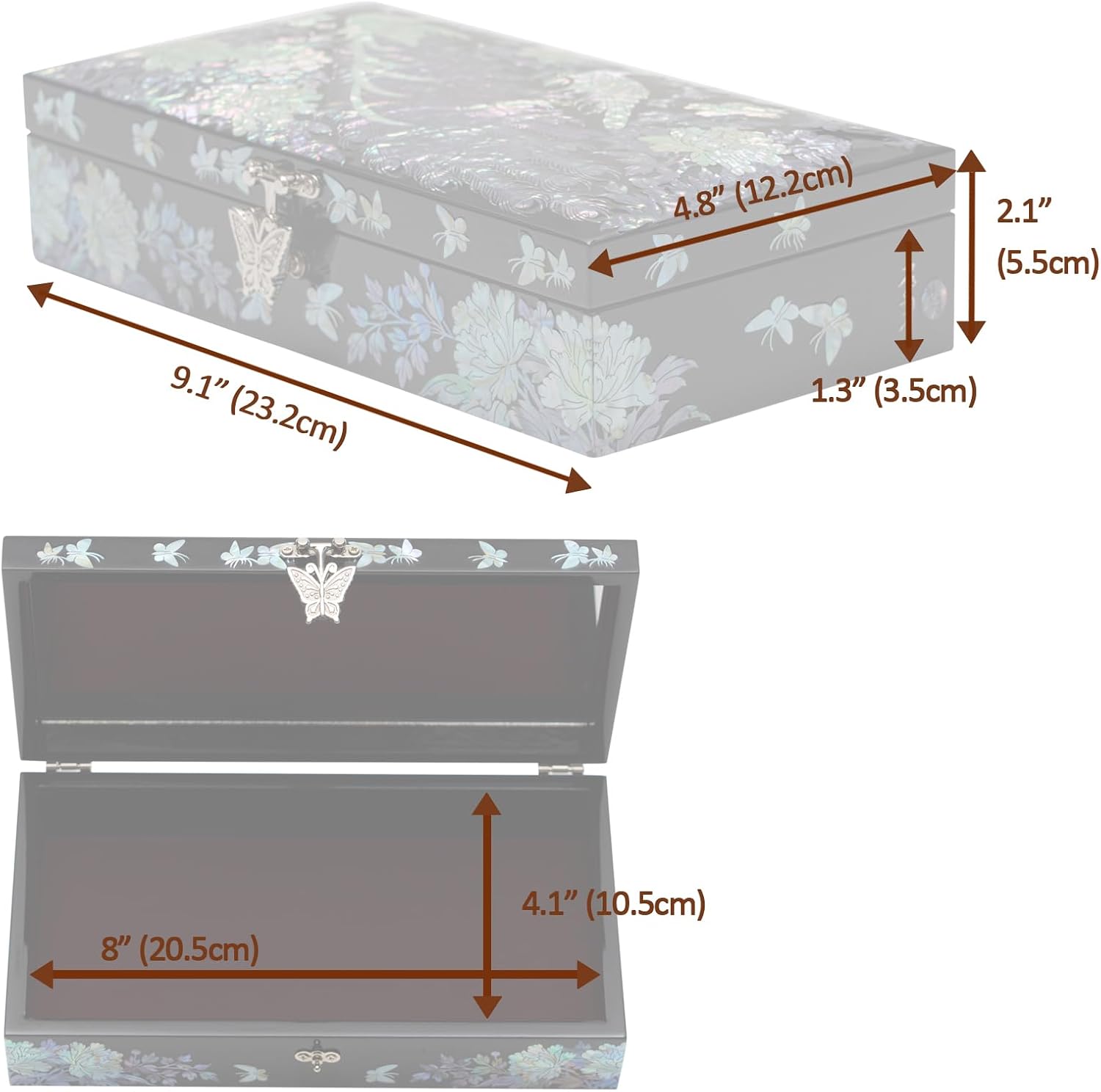 February Mountain Butterfly Pearl Jewelry Box with Removable ring tray - Ideal Gift for Her on Any Occasion