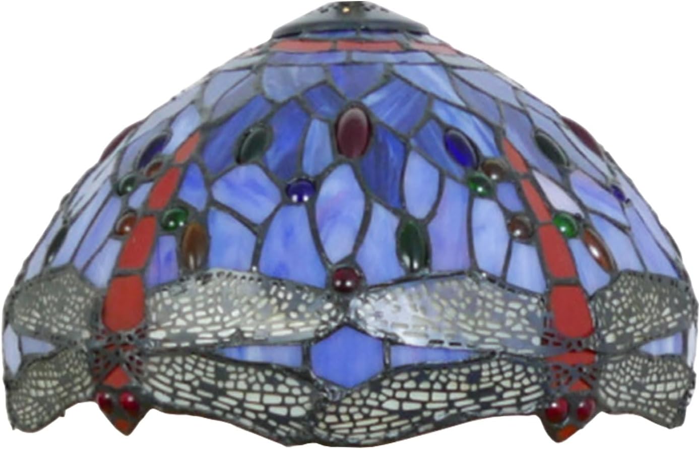 12 Inch Dragonfly Stained Glass Lamp Shade, Tiffany Style Lampshades Replacement, Handmade Vintage Lamp Cover Accessories Only for Table lamp Pendant Light Ceiling Fixture,Purple