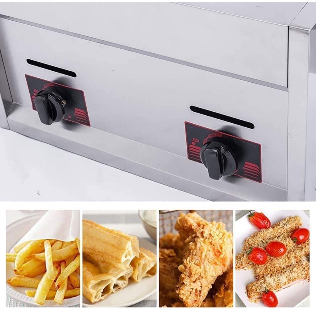Gas Deep Fryer for s Donuts Fish - 20L Large Capacity Commercial Frying Machine with Baskets and Lids, Easy to Clean Kitchen Appliance