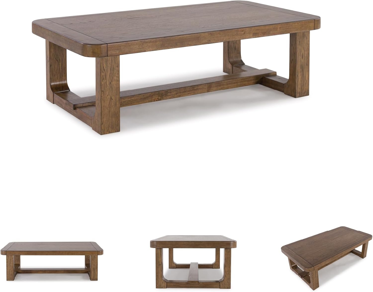 Signature Design by Ashley Cabalynn Modern Coffee Table with Solid Wood Frame, Light Brown