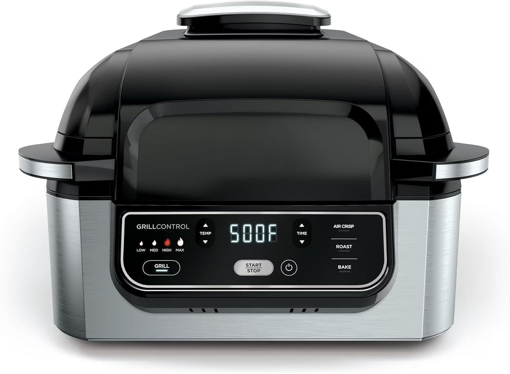 Foodii Indoor Grill & Air Fryer: Smokeless 4-in-1 Appliance for Grilling, Roasting, Baking, Air Frying- Dishwasher Safe Parts