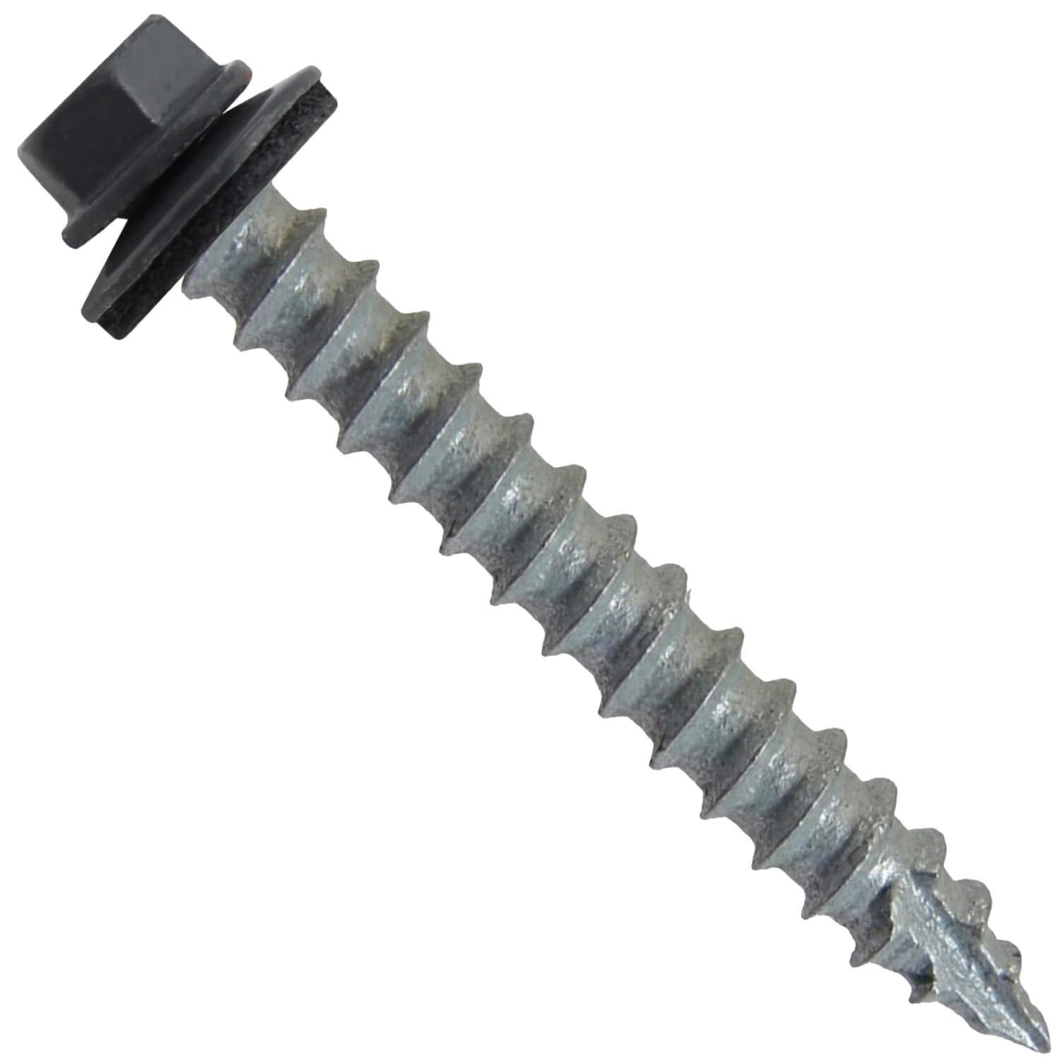#14 Metal Roofing Screws: (500) Screws x 2' FAB. Charcoal Hex Head Sheet Metal Roof Screw. Self Starting/Tapping Metal to woodsheet Metal siding Screws - EPDM Washer. for Corrugated Roofing