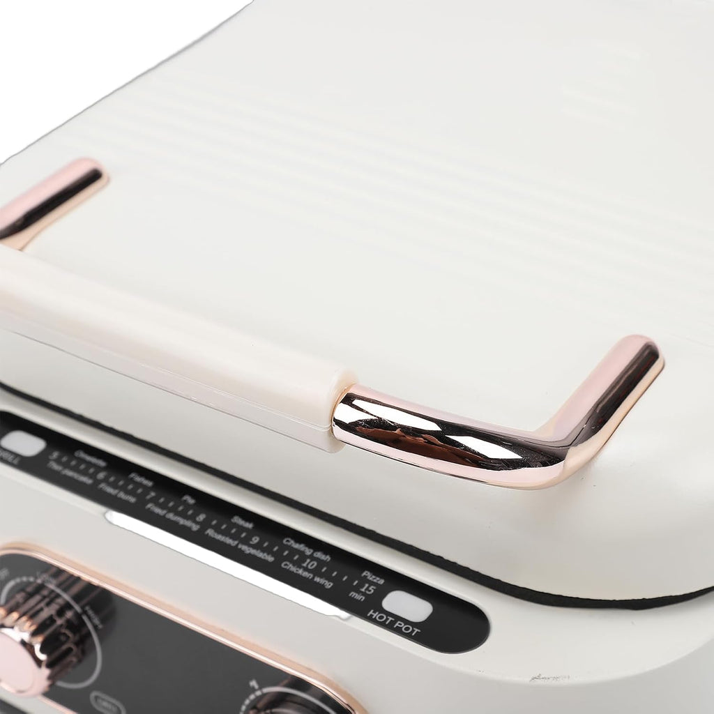 Electric Skillet Double Sided Fast Heating Multi Function Pancake Griddle Hot Pot Steamer Pizza Maker Fryer for Home Kitchen Cooking Bakelite Aluminum
