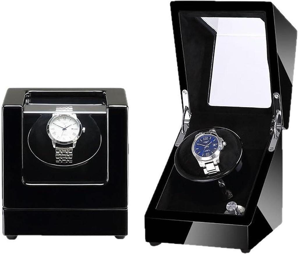 Premium Wooden Automatic Watch Winder with 5 Adjustable Modes, Auto-Stop Lid, Anti-Magnetic Design, Dual Power Drive for Men's & Women's Watches - Ideal Home Storage Solution