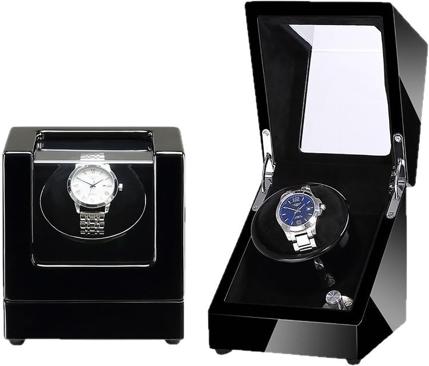 Premium Wooden Automatic Watch Winder with 5 Adjustable Modes, Auto-Stop Lid, Anti-Magnetic Design, Dual Power Drive for Men's & Women's Watches - Ideal Home Storage Solution