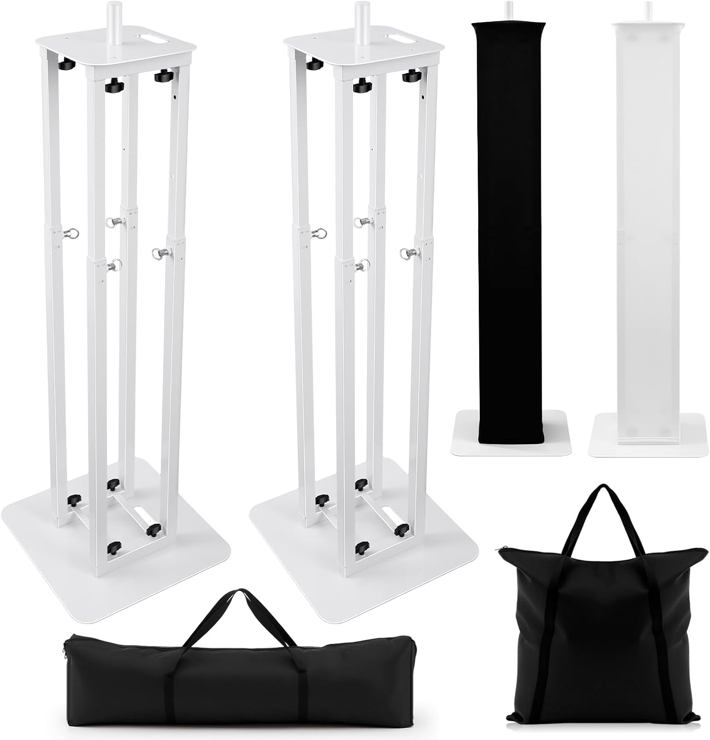 Cinnvoice 2 Set DJ Totem Light Stand Adjustable DJ Booth 132 lbs Capacity Portable with Bag and Black/White Scrims for Mobile Live Pop and Events(39''-70'')