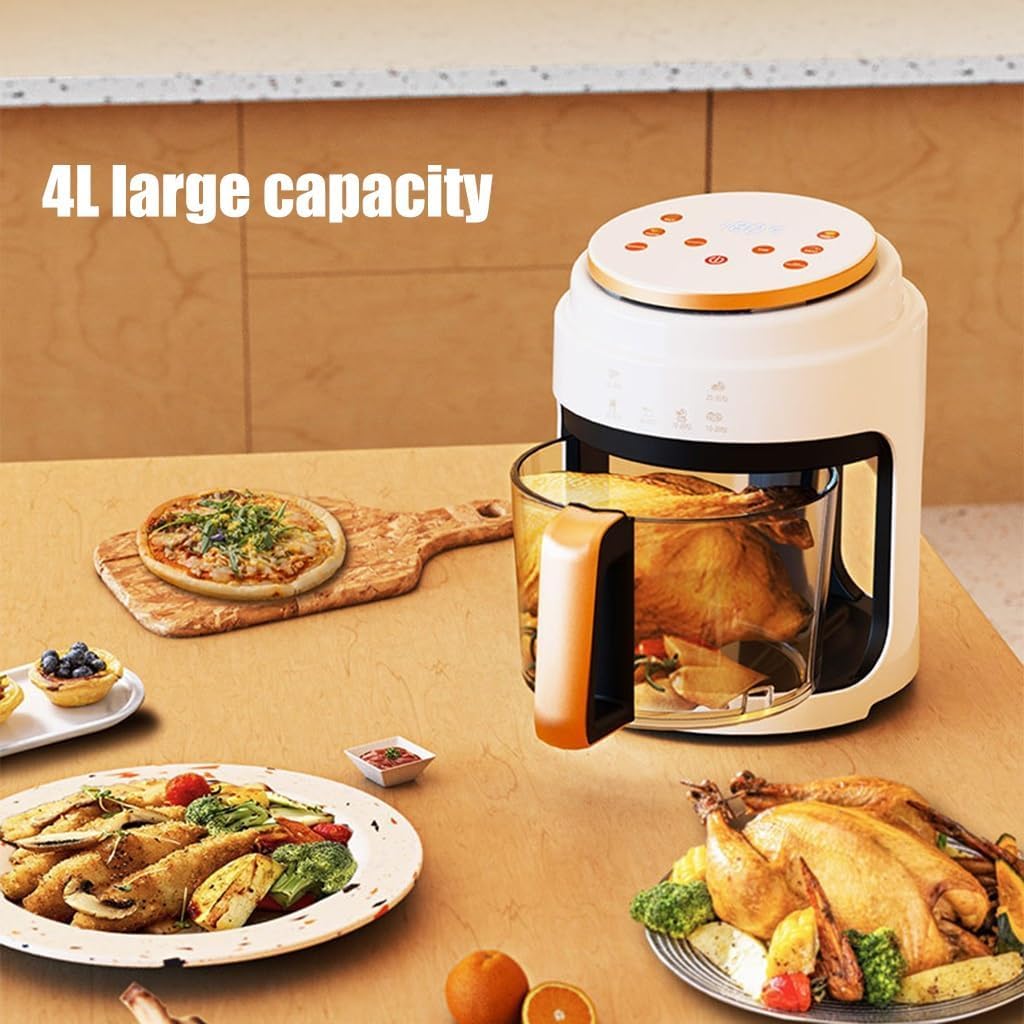 4L Digital Air Fryer Oven with Timer & Temp Control, Detachable Basket for Frying, Roasting, Baking & Grilling - Versatile Kitchen Appliance in White Color