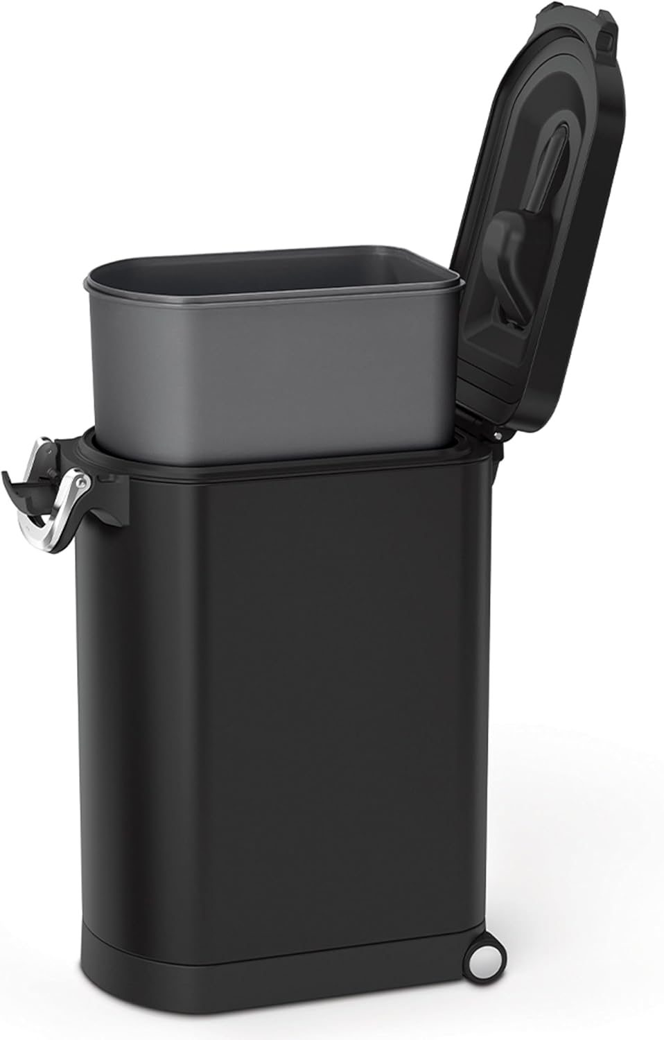 simplehuman Large Pet Food Storage Container, Holds 30-35 lb / 14-16 kg of Dry Dog Food, Cat Food, or Bird Seed, Airtight Lock-Tight Lid with Magnetic Scoop, BPA-Free, Matte Black Steel