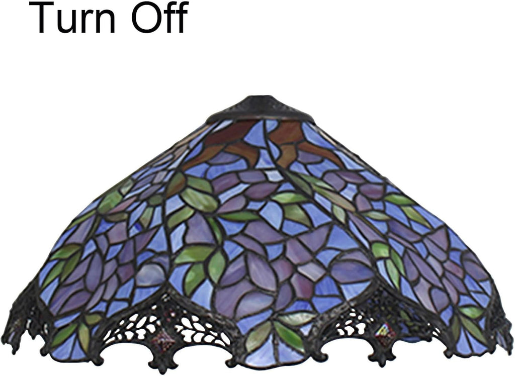 Tiffany Wisteria Lamp Shade 16 Inch Wide Accessories Replacement Only Pink Blue Stained Glass Lampshades Vintage Handmade Light Cover for Table Lamp Pendant Light Floor Lamp Ceiling Fixture