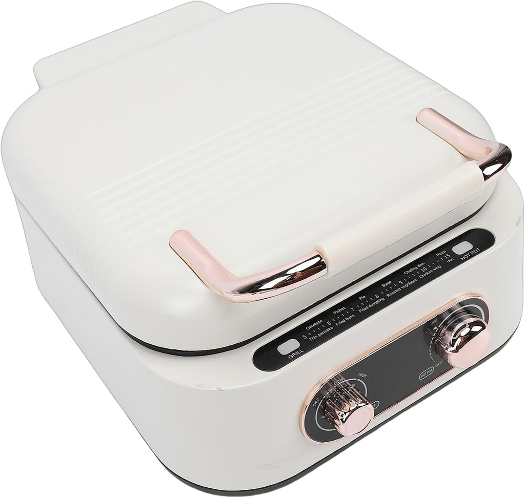 Electric Skillet Double Sided Fast Heating Multi Function Pancake Griddle Hot Pot Pizza Maker Fryer with Detachable Components for Cooking