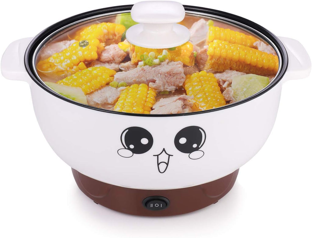 110V Multifunction Electric Skillet With lid,Non-Stick Mini Grill Pot & Wok & Stockpot,Suitable for Cook Rice Stew Soup Steamed Fish Boiled Egg Fried Steak. (3.6 L, with Steamer)