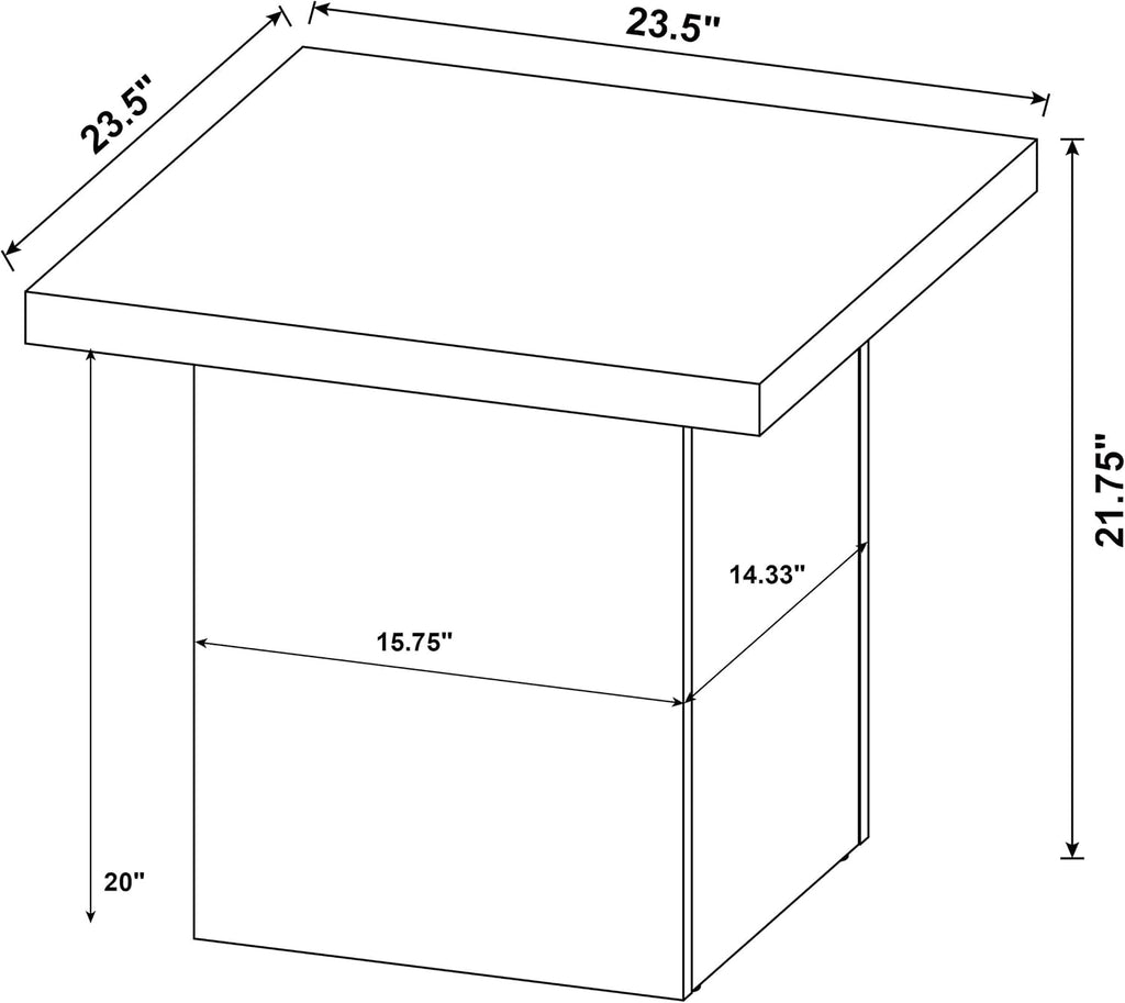 Coaster Home Furnishings - Devar - Wood - Square End Table with Thick Top, Plinth Base, Scratch Resistance and Blocky Frame - Living Room - 23.5-Inch - White High Gloss - 710897