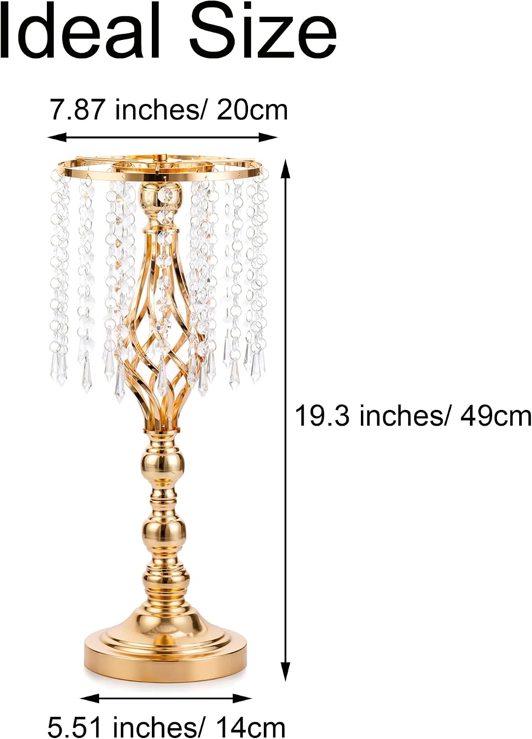 Gold Vases Centerpieces for Wedding: 19.3' Tall Flower Stand with Crystal Patent for Table Center Piece Party Event Set of 10