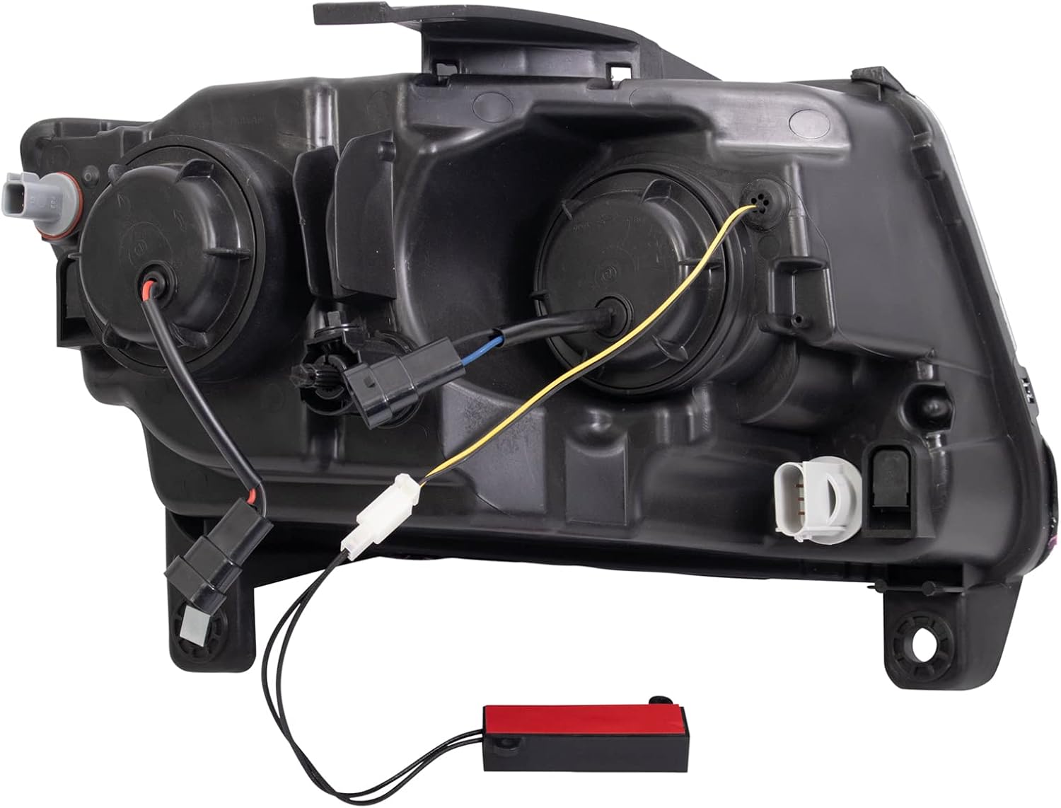 TRQ Performance Driver and Passenger Side Headlight Assembly Set Black Housing Compatible with 11-13 Jeep Grand Cherokee Halogen Only
