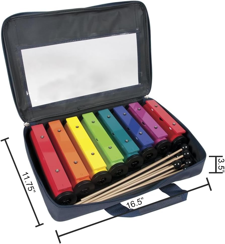 Basic Beat BBRCB8 Diatonic Resonator Chime Bars - Tube-Shaped with Zippered Case, Color-Matched with Boomwhackers & Joia Tubes for Easy Classroom Integration