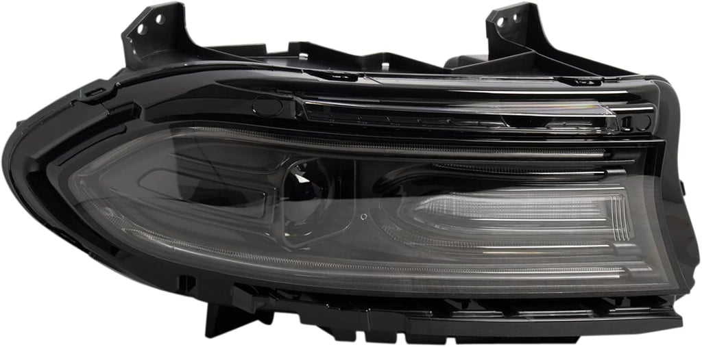 TRQ 2 Piece Headlight Assembly Set Performance Projection Style LED Turn Signals LED Daytime Running Light Black Bezel Driver & Passenger Side Compatible with Dodge Charger 2015-2021