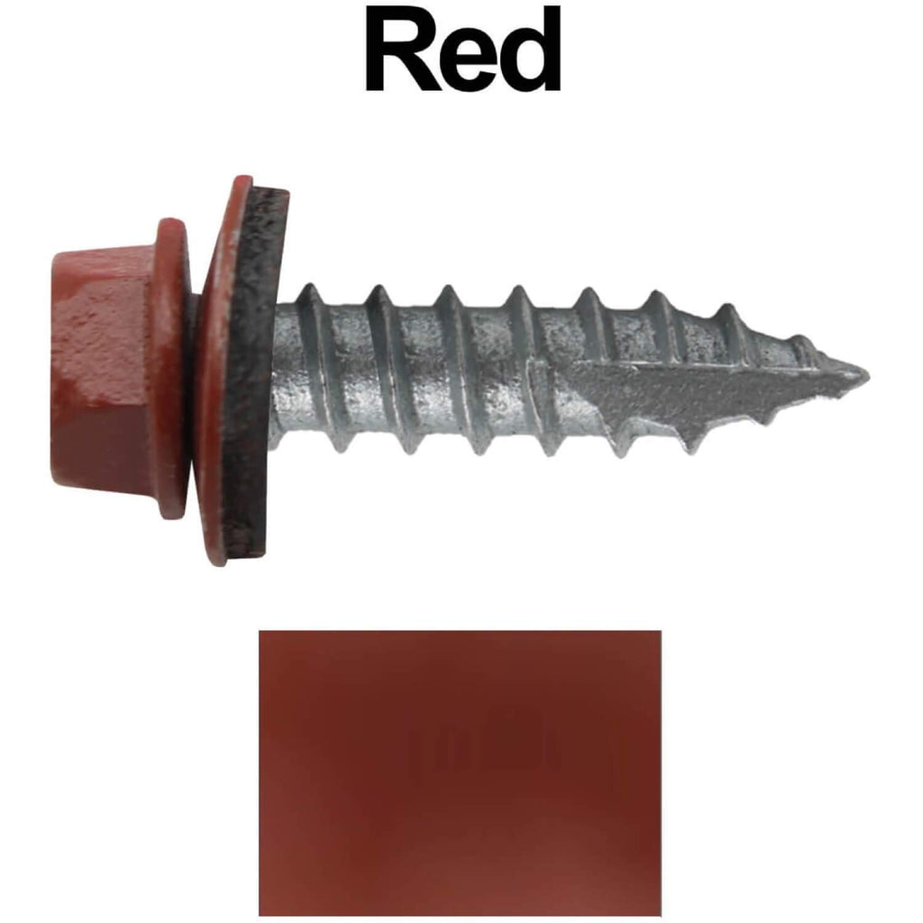 #14 Metal Roofing Screws: (1000) Screws x 1' RED Hex Head Sheet Metal Roof Screw. Self Starting/Tapping Metal to woodsheet Metal Screws with EPDM Washer. for Corrugated Roofing