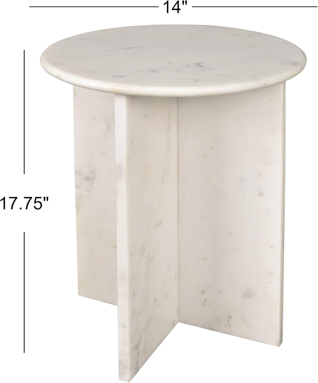 JONATHAN Y MTB1103A Javier 17.75' Contemporary Natural Marble Handmade X-Shaped End Table for Living Room, Bedroom, Bathroom, White