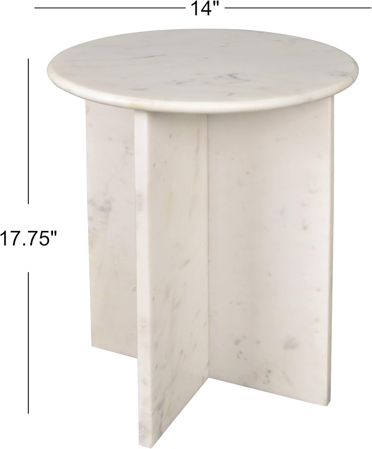 JONATHAN Y MTB1103A Javier 17.75' Contemporary Natural Marble Handmade X-Shaped End Table for Living Room, Bedroom, Bathroom, White