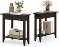 Giantex Wedge End Table Set of 2, Triangle Side Table with Storage Shelf and Solid Wood Legs, Recliner Table, 24.5' Tall Nightstand, Modern Narrow Accent Table for Small Space Living Room, Espresso