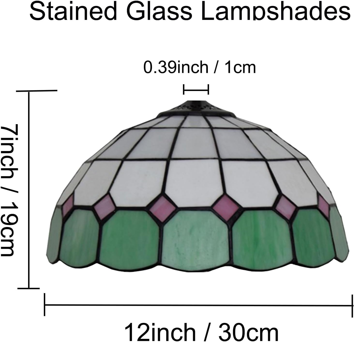 Tiffany Lamp Shade 12 Inch Wide Accessories Replacement Only Blue Green Yellow Stained Glass Lampshades Minimalistic Mediterranean Light Cover for Table Lamp Pendant Light Ceiling Fixture,Green