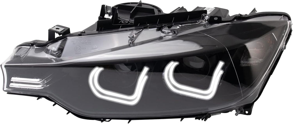 TRQ Performance Driver and Passenger Side Headlight Assembly Set Black Housing Compatible with 12-13 BMW 328i Sedan 14-15 BMW 328i 12-13 335i Sedan 14-15 335i Halogen Only
