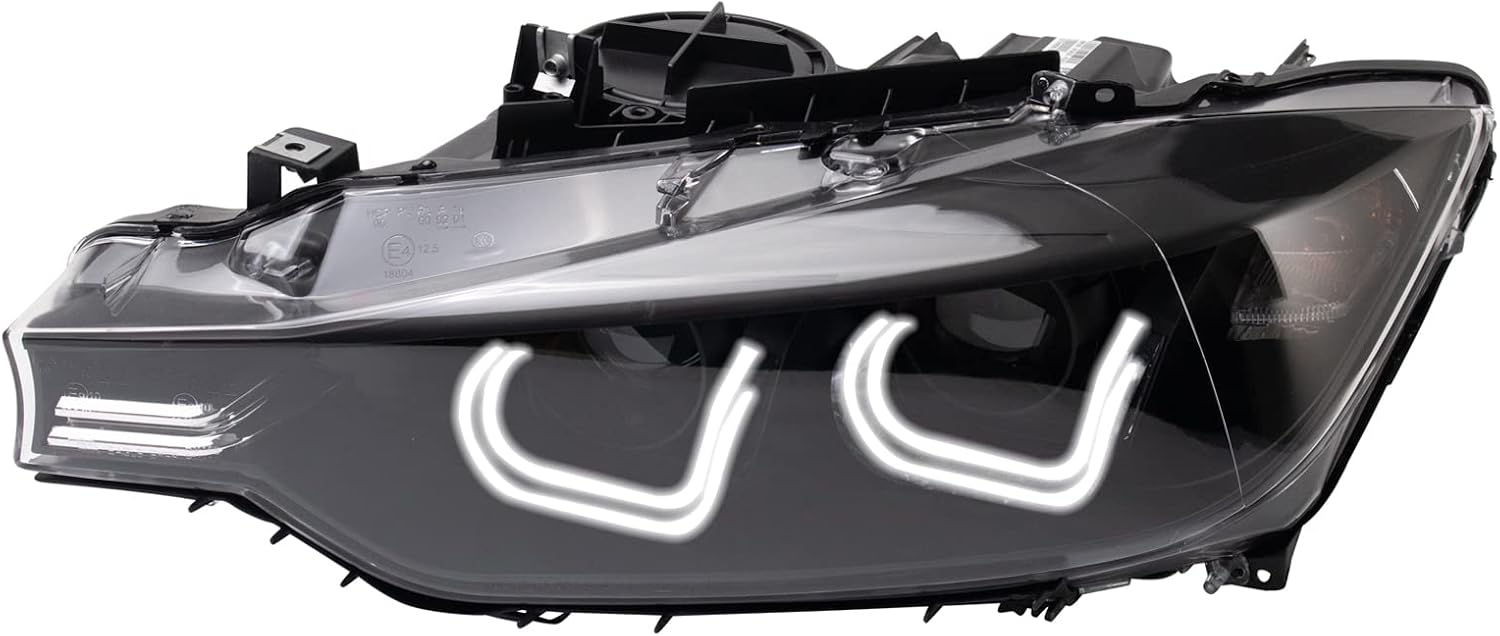 TRQ Performance Driver and Passenger Side Headlight Assembly Set Black Housing Compatible with 12-13 BMW 328i Sedan 14-15 BMW 328i 12-13 335i Sedan 14-15 335i Halogen Only