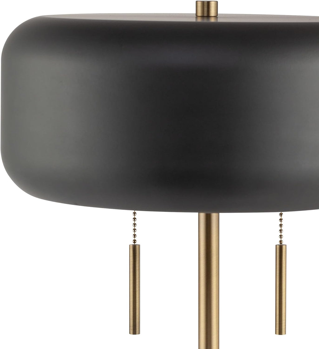 Globe Electric x Novogratz 67347 22' 2-Light Table Lamp, Metallic Dark Gray, Dual Pull Chain Switch, Modern Lighting for Bedroom or Office, Ambient Home Decor, Nightstand Essential