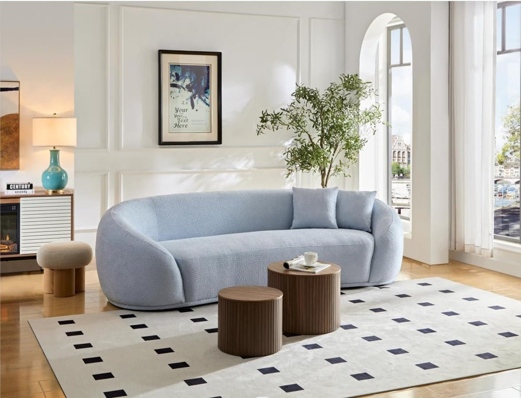 Nesting Coffee Table Set of 2,Modern Round Wooden Coffee Tables with Storage,Luxury Side Table Accent End Table for Small Space Living Room Apartment (19.17')